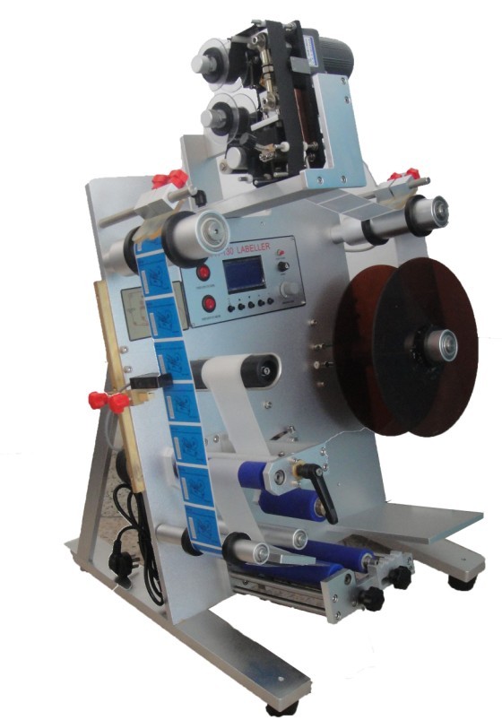 Vertical round bottle labeling machine with date printer